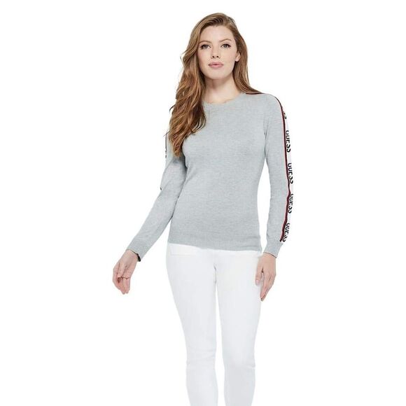 Guess | Gray long sleeve sweater with logo stripe | medium - Picture 1 of 10